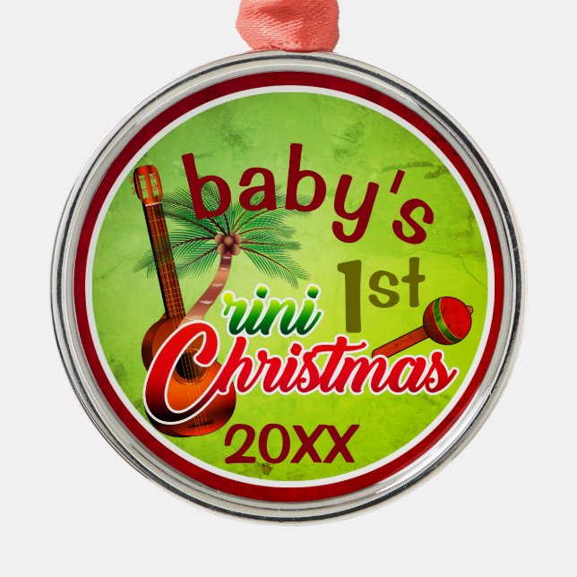 Baby's 1st Trini Christmas Metal Ornament (Front)