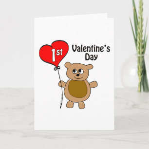 Babys 1st Valentine's Day Bear Theme Holiday Card