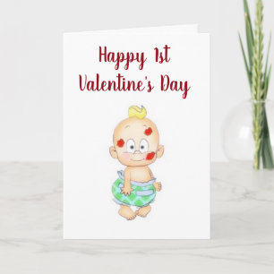 BABY'S ***1st VALENTINE'S DAY*** SWEETNESS & LOVE Holiday Card