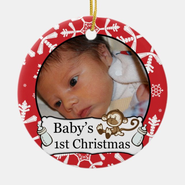 Baby's 1st Xmas Custom Photo Ornament (Front)