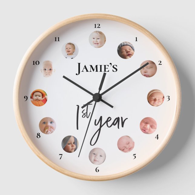 Baby's 1st year 12 month custom photos  clock (Front)