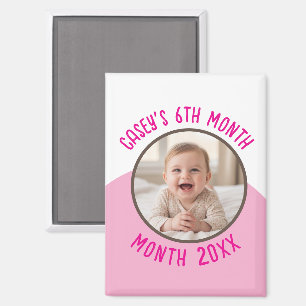 Baby's 6th Month Custom Photo Add Name and Year Magnet