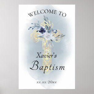 Baby's Baptism Holy Cross welcome sign