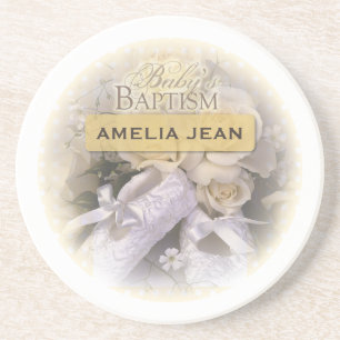 Baby's Baptism Neutral , Customisable Name, Amelia Coaster