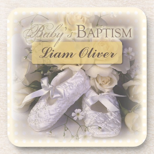 Baby's Baptism Neutral, Customisable Name, Liam Coaster (Front)