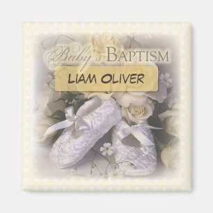 Baby's Baptism Neutral, Customisable Name, Liam Magnet