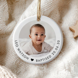 Baby's Baptism Photo Keepsake Ceramic Ornament