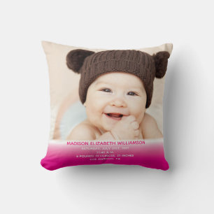 Baby's Birth Record Stats Photo Cushion