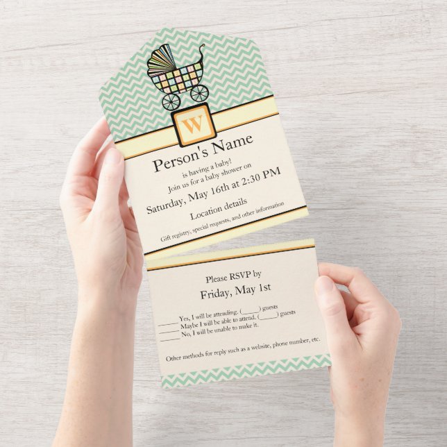 Baby's Blocks Stroller All-in-One Invitation (Tearaway)