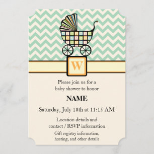 Baby's Blocks Stroller Baby Shower Invitation