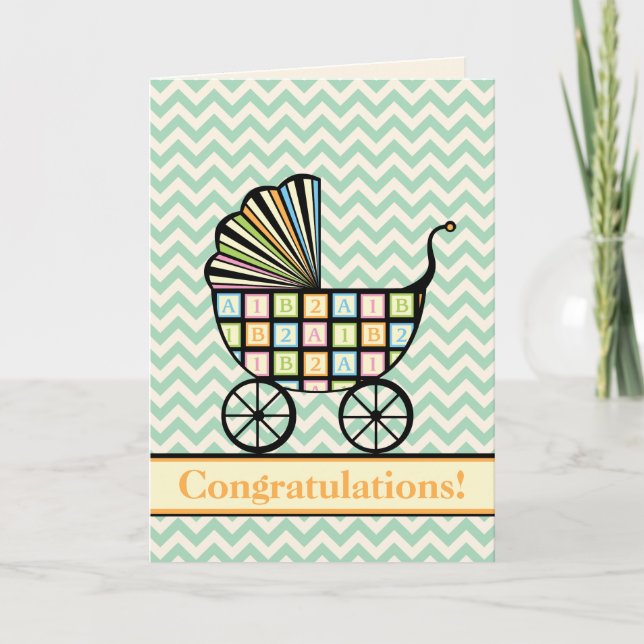 Baby's Blocks Stroller Greeting Card (Front)