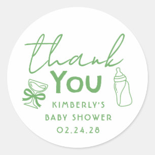 Baby's Bottle and Champagne Funny Thank You Classic Round Sticker