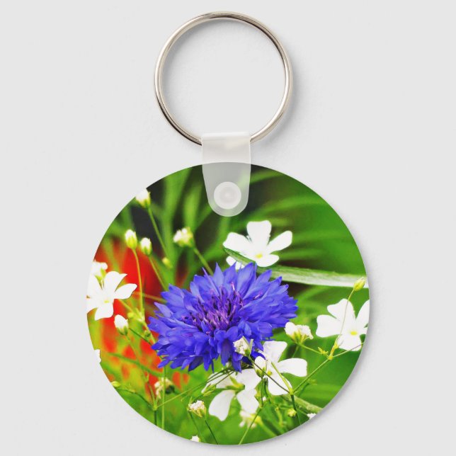 Baby's Breath and Bachelor Button Key Ring (Front)
