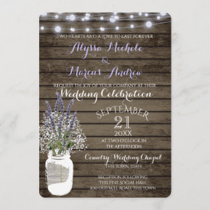 Baby's Breath and Lavender with Jar Wedding Invitation