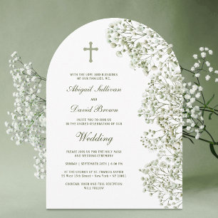 Baby's Breath Arch Religious Wedding Invitation