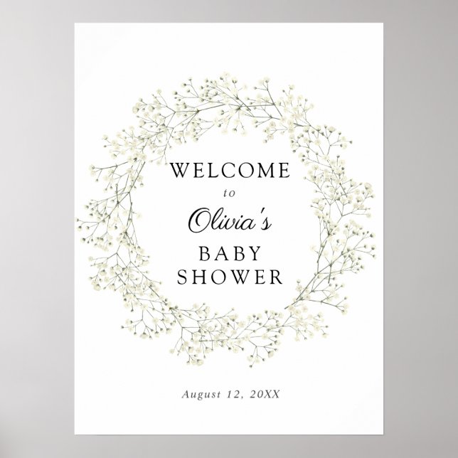 Baby's Breath Baby Shower Welcome Poster (Front)