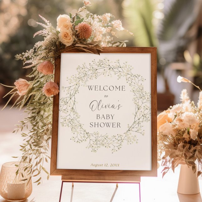 Baby's Breath Baby Shower Welcome Sign (Creator Uploaded)