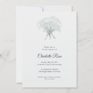Babys Breath Baptism Invitation