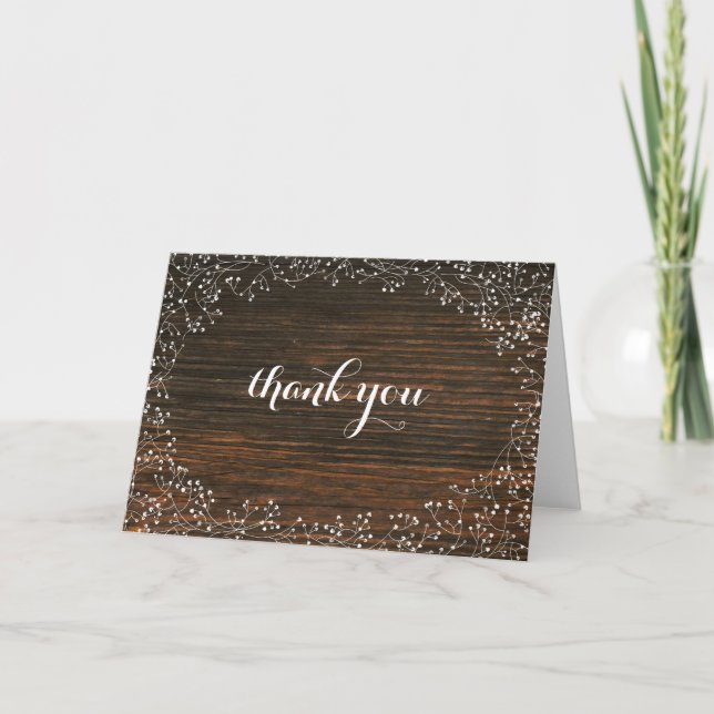 Baby's Breath Barn Wood Thank You Card (Front)