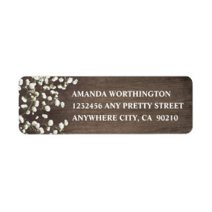 Baby's Breath Barn Wood Wedding Address Labels