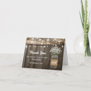 Baby's Breath Barrel Country Rustic Thank You Card