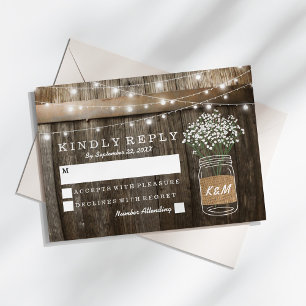 Baby's Breath Barrel Country Rustic Wedding RSVP