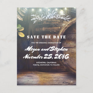 Baby's Breath Barrel Rustic Country Save the Date Announcement Postcard