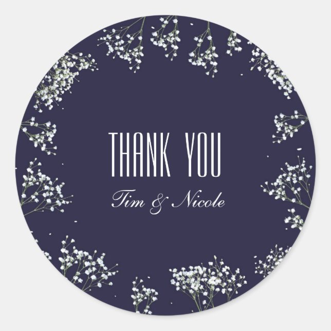 Baby's Breath & Blue floral Wedding Stickers (Front)