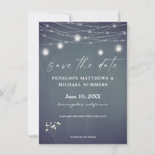 Baby's Breath Blue Grey Chalkboard Save The Date