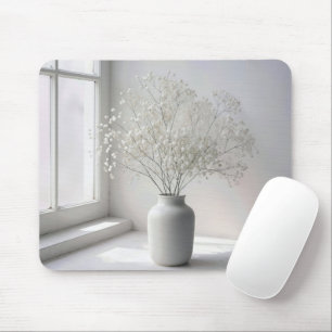 Baby's Breath Bouquet In White Vase Mouse Pad