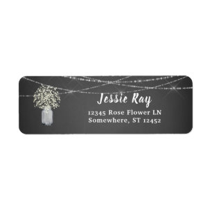 Baby's Breath Chalk Grey & String Light Address Return Address Label