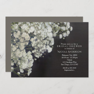 Baby's Breath & Dark Wood Rustic Bridal Shower Invitation