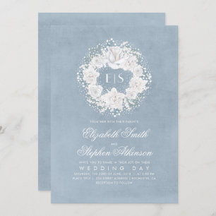 Baby's Breath Dusty Blue Floral Wedding Invitation