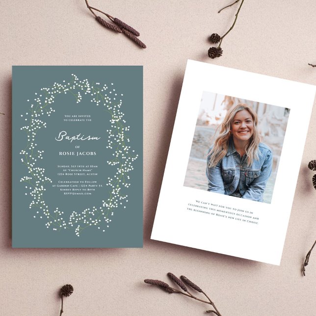Baby's Breath Elegant Baptism Invitation (Creator Uploaded)