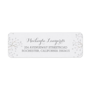 Baby's Breath Elegant White Wedding Return Address Label