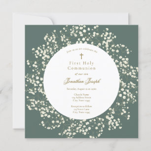 Baby's Breath First Communion Invitation