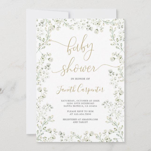 Baby's Breath Floral Baby Shower Invitation (Front)