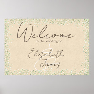 Baby's Breath Floral Rustic & Boho Wedding Welcome Poster