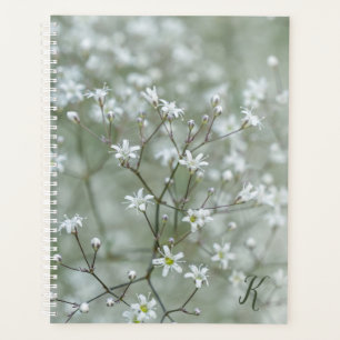 Baby's Breath Flower Nature Photo With Monogram Planner