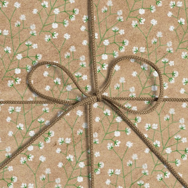    Baby's Breath Flowers Boho Chic Baptism Wedding Wrapping Paper (Creator Uploaded)