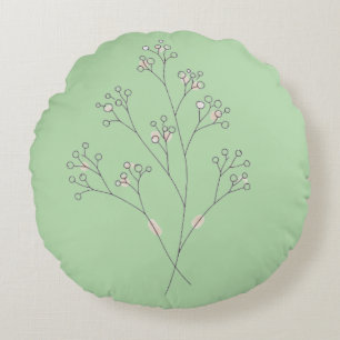 Baby's Breath flowers - Fine Line Art Round Cushion