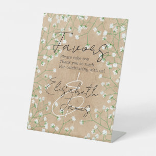 Baby's Breath Flowers Rustic Please Take One Favou Pedestal Sign