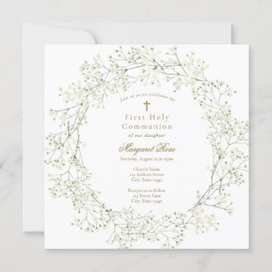 Baby's Breath Girl Communion Invitation