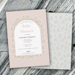 Baby's Breath Girl Pink Gypsophila Baby Shower Invitation