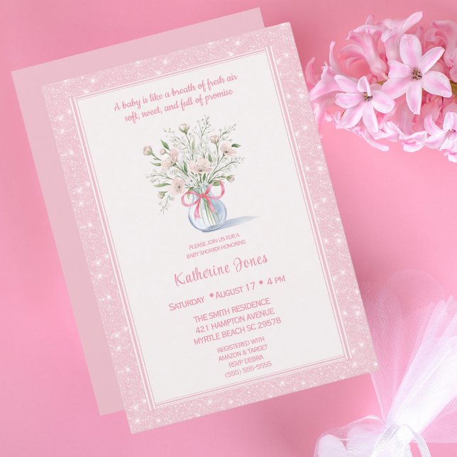 Baby's Breath Glitter Baby Shower    Invitation (Creator Uploaded)