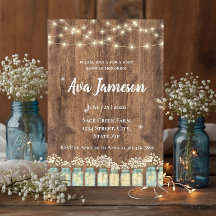 Baby's Breath Glowing Mason Jar Rustic Baby Shower