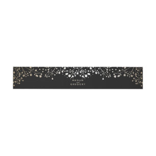 Baby's Breath Gold amd Black Wedding Invitation Belly Band
