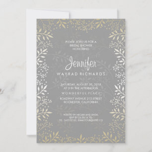 Baby's Breath Gold and Silver Bridal Shower Invitation