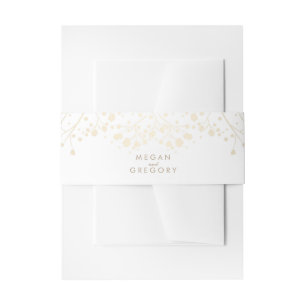 Baby's Breath Gold and White Wedding Invitation Belly Band