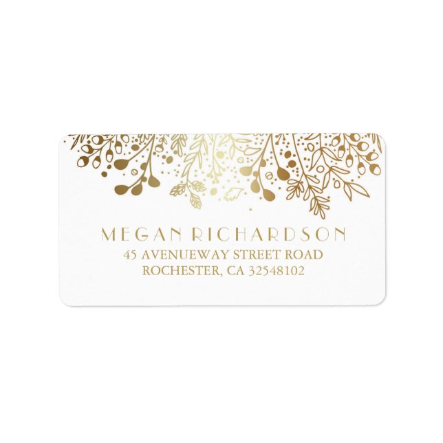 Baby's Breath Gold Floral Elegant Wedding Label (Front)